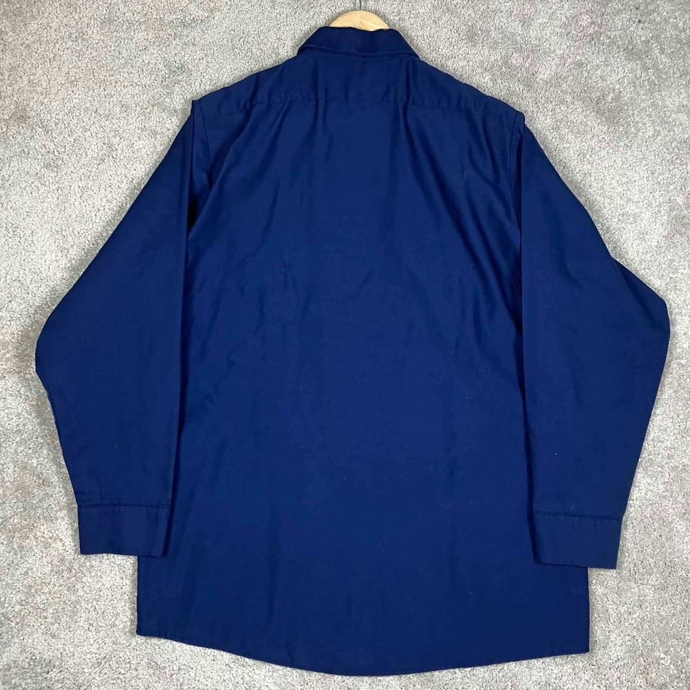 Vintage 80s Red Kap Ford Mechanic Work Shirt Navy Blue Racing Stripe Mens M-RG - Picture 10 of 16